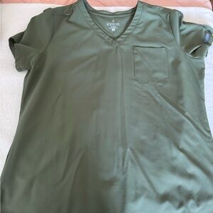 Mes Couture Olive Green V-Neck Scrub Top
